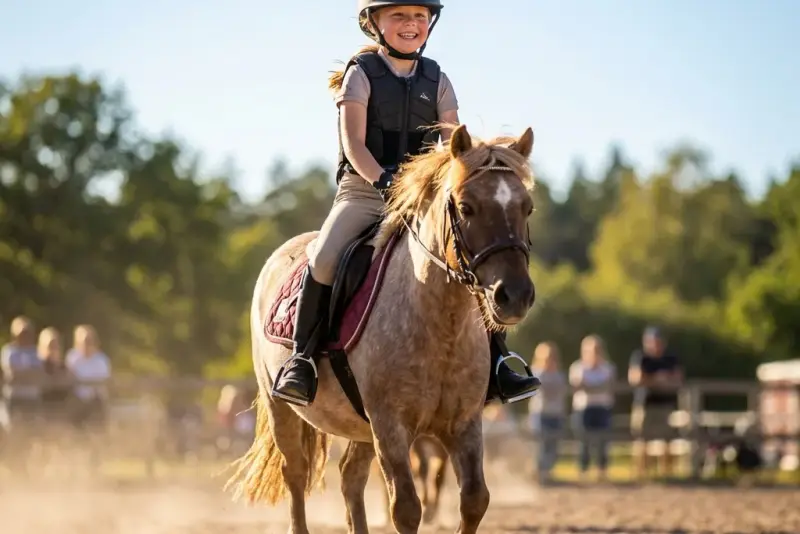 Vorsichtiges Kind findet in ruhigem Tempo Vertrauen zum Pony