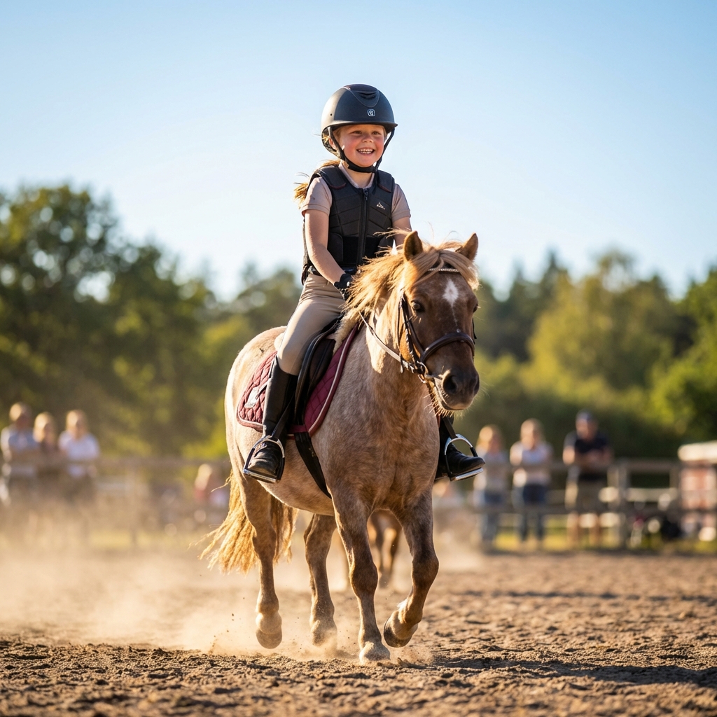 Kind beim Reiten auf dem Ponyhof