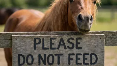 Ein Pony steht auf einer Koppel.