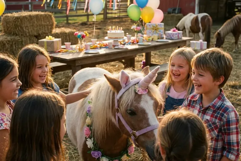 Ein glückliches Kind beim Ponyreiten - das perfekte Geschenk